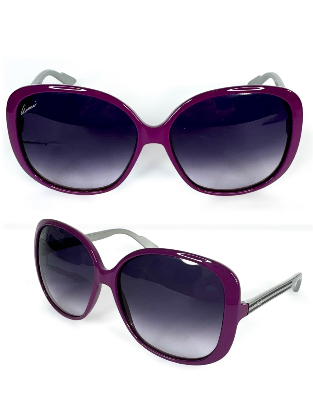 Gucci 3157 Oversized Sunglasses New In Case Violet Silversmoke Made In Italy